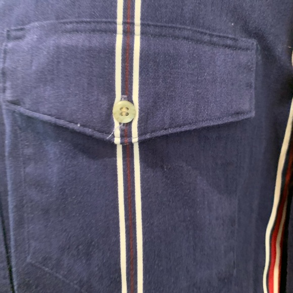 Vintage WRANGLER Striped Blue/Red Button Up Shirt - Picture 6 of 9